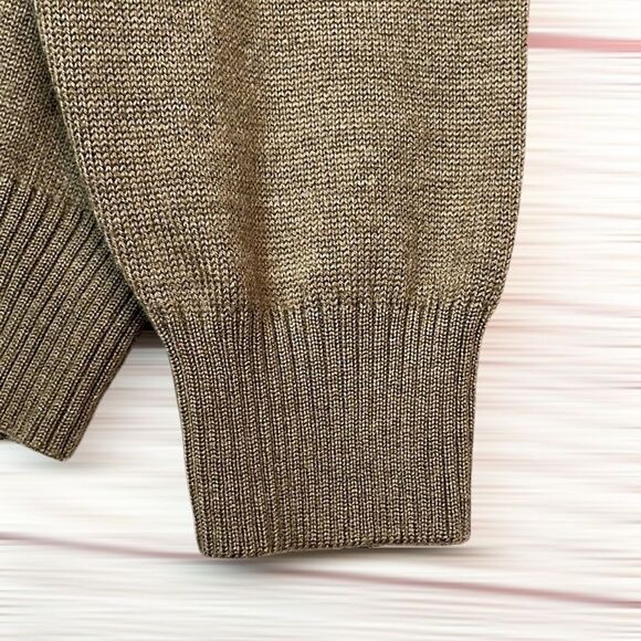 Hathaway Platinum Mens XL 1/4 Zip Merino Wool Sweater Tan Italy Excellent - Picture 5 of 8